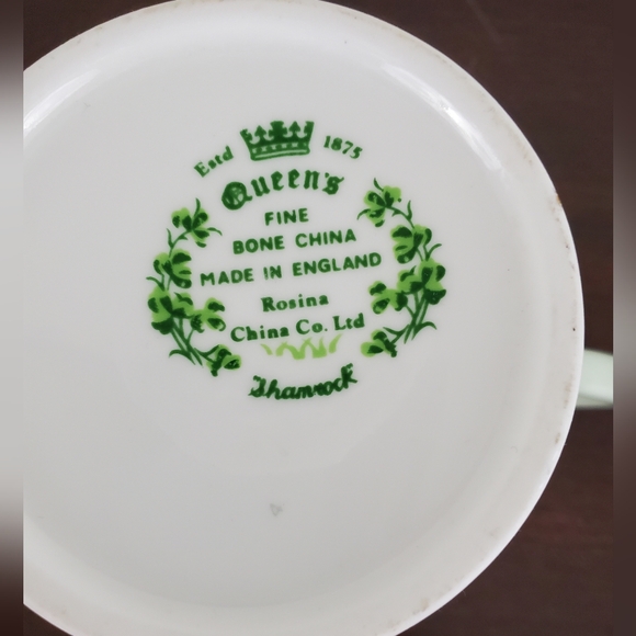 Queen's China Shamrock Coffee Mug Lucky Irish Bone China England ~ Pre-Owned - Picture 9 of 10